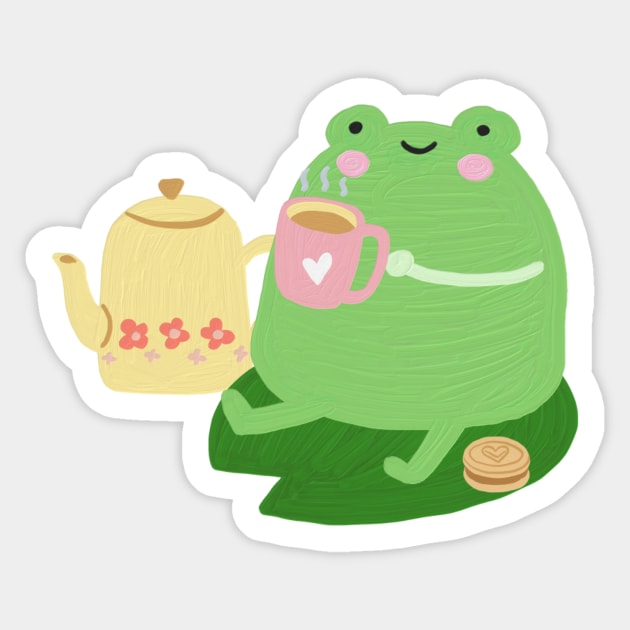 Frog Tea Sticker by Brynn-Hansen